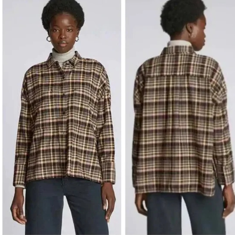 Everlane Plaid Boxy Flannel Shirt Size Small New